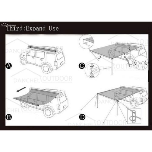  DANCHEL OUTDOOR Side Awning for Car SUV, Color Grey Size 6.5x8.2ft