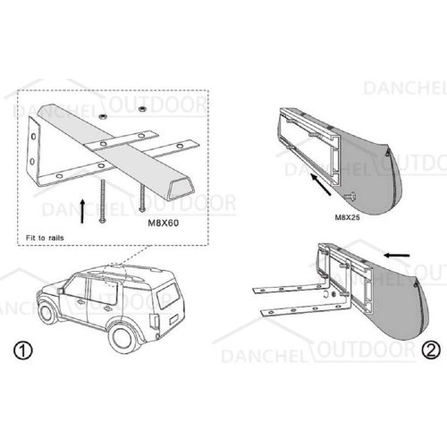  DANCHEL OUTDOOR Side Awning for Car SUV, Color Grey Size 6.5x8.2ft