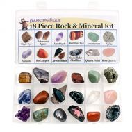 Dancing Bear Rock and Mineral Educational Collection & Deluxe Collection Box -18 Pieces with Description Sheet and Educational Information. Limited Edition, Geology Gem Kit for Kids with Displa