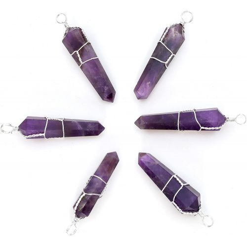  Dancing Bear Healing Crystal Pendant Necklaces (Set of 3) Master Stones: Amethyst, Rose Quartz & Clear Quartz w/ Identification Cards & Treasure Box, Positive Energy, Good Vibes, L