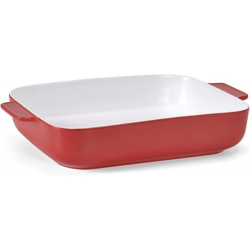  [아마존베스트]DANMERS Ceramic Baking Dish Red Lasagna Pan Rectangular Bakeware Set Baking Pans for Cooking Banquet Roasting 11.8 x 9 inch Baker