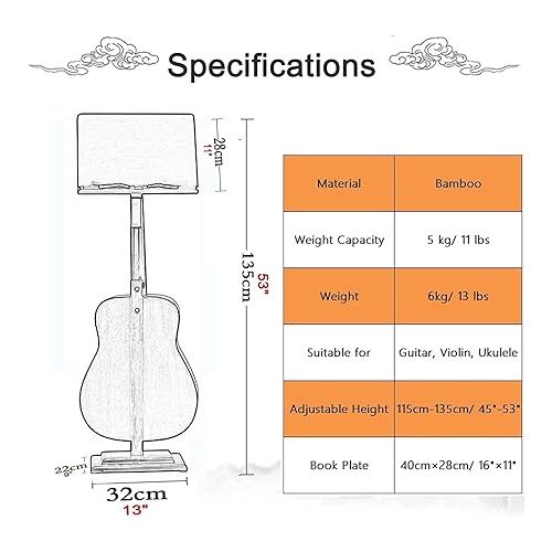  Sheet Music Stand Music Stand Music Stands Wooden Guitar Stand Retro Music Holder Height Adjustable 45