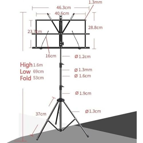  Sheet Music Stand Music Stand Portable Music Stands Metal Music Holder Height Adjustable 66-160cm Sheet Music Stands for Guitar and Violin Players (Color : Yellow)
