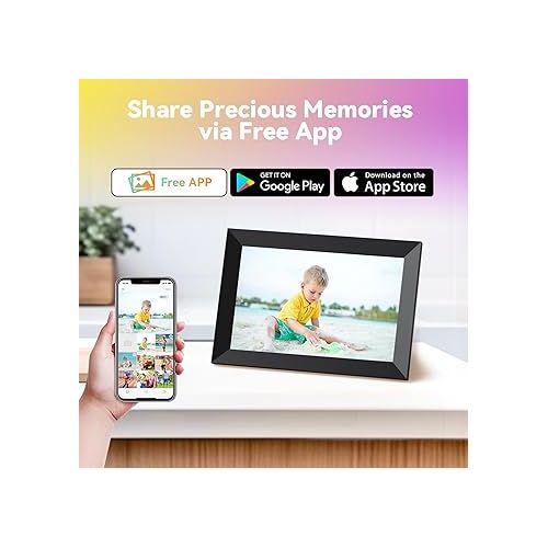 10.1 Inch WiFi Digital Picture Frame, 1280x800 HD IPS Touch Screen Cloud Smart Photo Frames, Auto Rotation, Wall Mountable, Share Photos Or Videos for Via Free APP