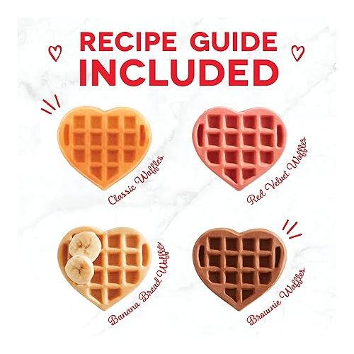  DASH Multi Mini Heart Shaped Waffle Maker: Six Mini Waffles, Perfect for Families, Dual Non-stick Surfaces with Quick Release & Easy Clean - Red Heart