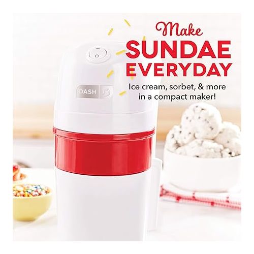  DASH My Pint Electric Ice Cream Maker Machine for Gelato, Sorbet + Frozen Yogurt with Mixing Spoon & Recipe Book (Organic, Sugar Free, Flavored Healthy Snacks + Dessert for Kids & Adults) 0.4qt-White