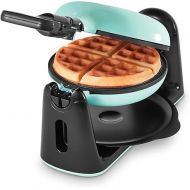 DASH Flip Belgian Waffle Maker - 1” Thick Waffle Mold, Nonstick Waffle Iron with Quick Heat-Up, PTFE Surface - Rotating Belgian Waffle Maker for Kids and Families, Just Add Batter (Aqua)