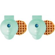 DASH DMW002AQ Mini Waffle Maker (2 Pack) for Individual Waffles Hash Browns, Keto Chaffles with Easy to Clean, Non-Stick Surfaces, 4 Inch, Aqua