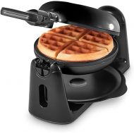 DASH Flip Belgian Waffle Maker - 1” Thick Waffle Mold, Nonstick Waffle Iron with Quick Heat-Up, PTFE Surface - Rotating Belgian Waffle Maker for Kids and Families, Just Add Batter (Black)
