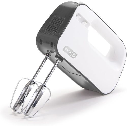  Dash Smart Store Compact Hand Mixer Electric for Whipping + Mixing Cookies, Brownies, Cakes, Dough, Batters, Meringues & More, 3 Speed, Grey