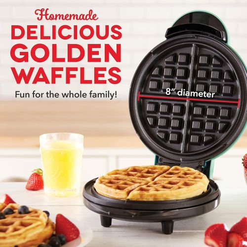  Dash DEWM8100AQ Express 8” Waffle Maker Machine for Individual Servings, Paninis, Hash browns + other on the go Breakfast, Lunch, or Snacks, 8 Inch, Aqua