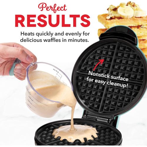  Dash DEWM8100AQ Express 8” Waffle Maker Machine for Individual Servings, Paninis, Hash browns + other on the go Breakfast, Lunch, or Snacks, 8 Inch, Aqua