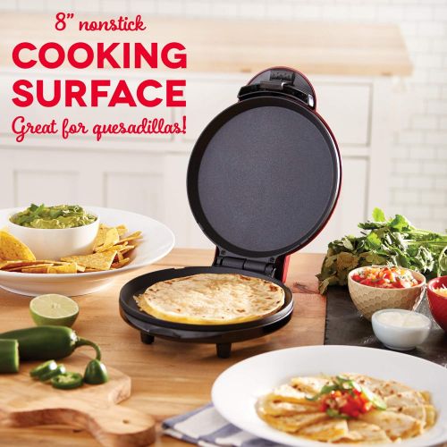  Dash DMG8100RD 8” Express Electric Round Griddle for Pancakes, Cookies, Burgers, Quesadillas, Eggs & other on the go Breakfast, Lunch & Snacks, with Indicator Light + Included Reci