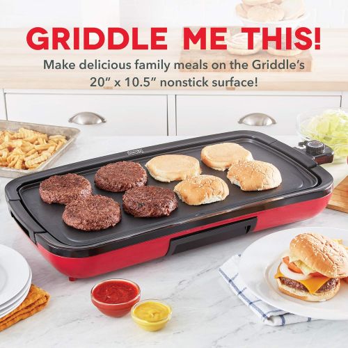  Dash Deluxe Everyday Electric Griddle with Dishwasher Safe Removable Nonstick Cooking Plate for Pancakes, Burgers, Eggs and more, Includes Drip Tray + Recipe Book, 20” x 10.5”, 150