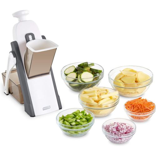  Dash Safe Slice Mandoline Slicer, Julienne + Dicer for Vegetables, Meal Prep & More with 30+ Presets & Thickness Adjuster - Grey