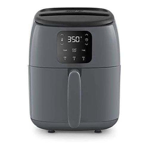  Dash Tasti-Crisp Digital Air Fryer with AirCrisp Technology, Custom Presets, Temperature Control, and Auto Shut Off Feature, 2.6 Quart - Cool Grey