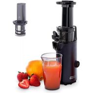 DASH Deluxe Compact Masticating Slow Juicer, Easy to Clean Cold Press Juicer with Brush, Pulp Measuring Cup, Frozen Attachment and Juice Recipe Guide - Black
