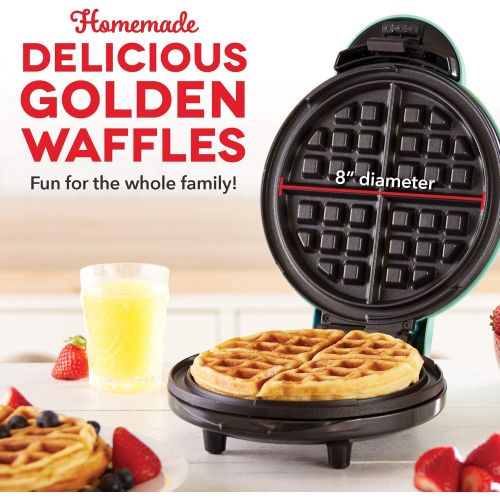  Dash DEWM8100AQ Express 8” Waffle Maker Machine for Individual Servings, Paninis, Hash browns + other on the go Breakfast, Lunch, or Snacks, with Easy Clean, Non-Stick Sides, Aqua: