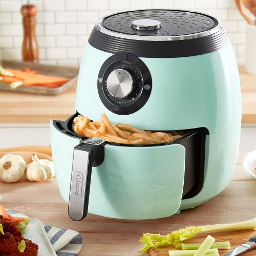  Dash DFAF455GBAQ01 Deluxe Electric Air Fryer + Oven Cooker with Temperature Control, Non Stick Fry Basket, Recipe Guide + Auto Shut Off Feature, 6 qt, Aqua: Kitchen & Dining