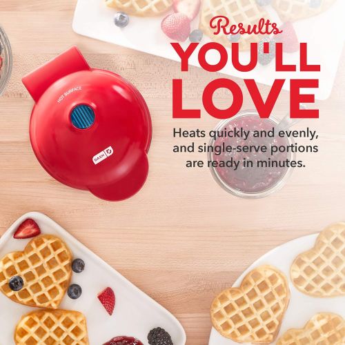  Dash DMW001HR Machine Mini Maker-Waffle, Red Heart: Kitchen & Dining