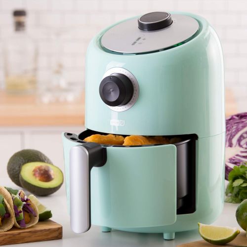  [아마존베스트]Dash DCAF150GBAQ02 Compact Air Fryer Oven Cooker with Temperature Control, Non Stick Fry Basket, Recipe Guide + Auto Shut off Feature, 1.2 qt, Aqua