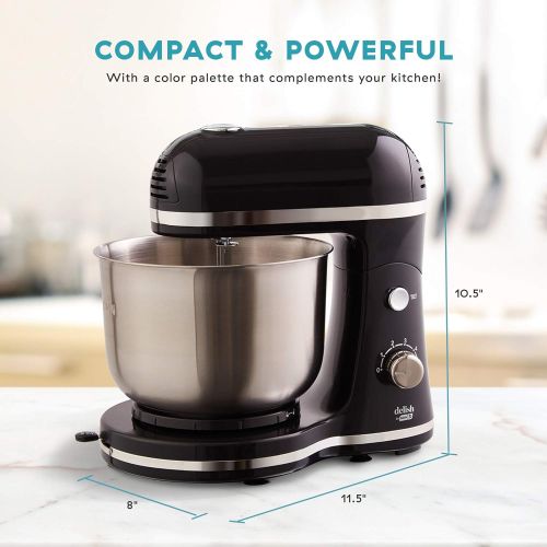  [아마존베스트]DASH Delish by Dash Compact Stand Mixer 3.5 Quart with Beaters & Dough Hooks Included - Black (DCSM350GB)