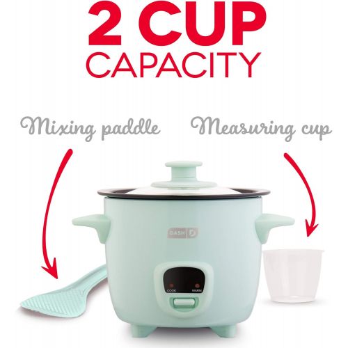  [아마존베스트]Dash DRCM200GBAQ04 Mini Rice Cooker Steamer with Removable Nonstick Pot, Keep Warm Function & Recipe Guide, Aqua