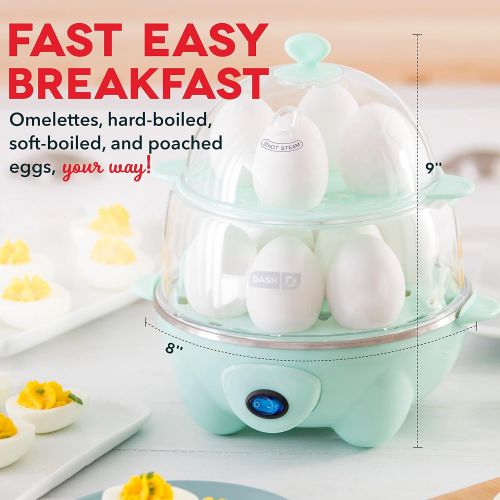  [아마존베스트]Dash Deluxe Rapid Egg Cooker: Electric, 12 Capacity for Hard Boiled, Poached, Scrambled, Omelets, Steamed Vegetables, Seafood, Dumplings & More, with Auto Shut Off Feature, Aqua