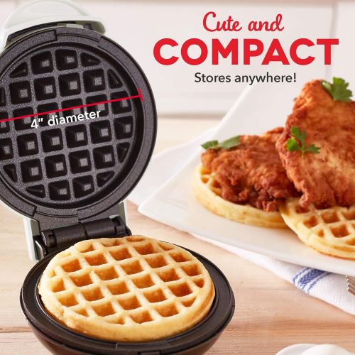  [아마존베스트]Dash DMW001WH Machine for Individual, Paninis, Hash Browns, & other Mini waffle maker, 4 inch, White