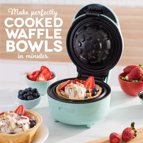  [아마존베스트]Dash DWBM100GBAQ02 Maker Machine for Individual Belgian Waffles, Taco Bowls, Chicken & Waffles & Other Sweet or Savory Treats, 750W, Aqua