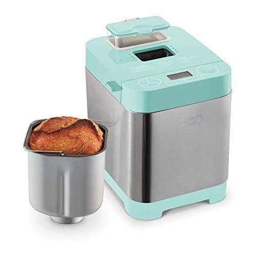  Dash Everyday Stainless Steel Bread Maker, Up to 1.5lb Loaf, Programmable, 12 Settings + Gluten Free & Automatic Filling Dispenser - Aqua