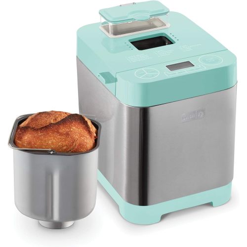  Dash Everyday Stainless Steel Bread Maker, Up to 1.5lb Loaf, Programmable, 12 Settings + Gluten Free & Automatic Filling Dispenser - Aqua