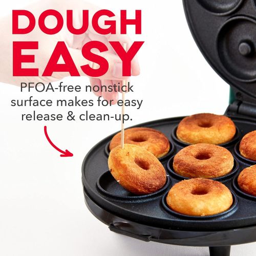  DASH Mini Donut Maker Machine for Kid-Friendly Breakfast, Snacks, Desserts & More with Non-stick Surface, Makes 7 Doughnuts - Aqua