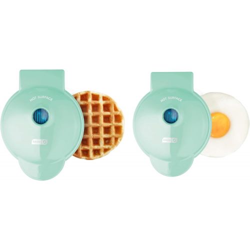  DASH Mini Maker Waffle Maker + Griddle, 2-Pack Griddle + Waffle Iron - Aqua