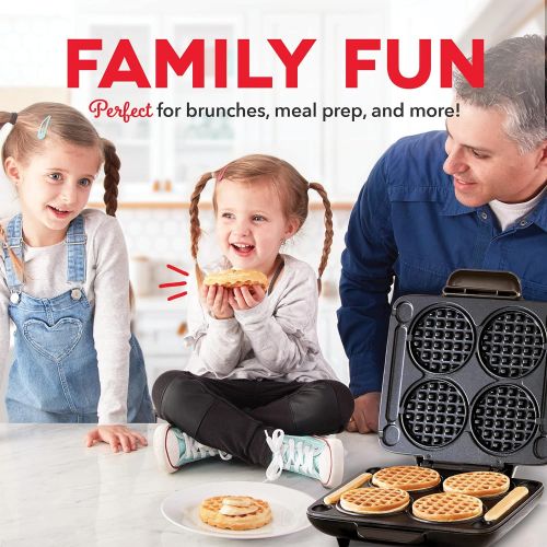  DASH Multi Mini Waffle Maker: Four Mini Waffles, Perfect for Families and Individuals, 4 Inch Dual Non-stick Surfaces with Quick Release & Easy Clean - Graphite