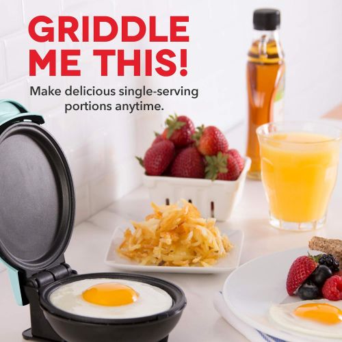  [아마존베스트]Dash DMS001AQ Mini Maker Electric Round Griddle for Individual Pancakes, Cookies, Eggs & other on the go Breakfast, Lunch & Snacks, with Indicator Light + Included Recipe Book, Aqu