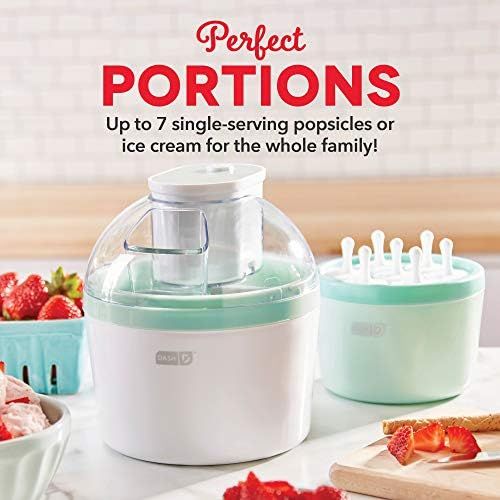  [아마존베스트]Dash DIC700AQ 2-in-1 Ice Cream, Frozen Yogurt, Sorbet + Popsicle Maker with Easy Ingredient Spout, Double-Walled Insulated Freezer Bowl & Free Recipes, 1 quart, Aqua