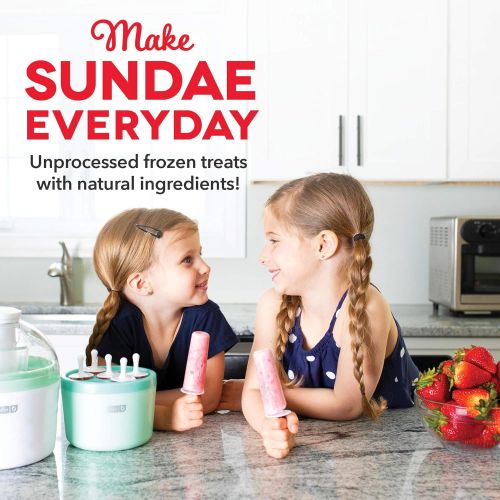  [아마존베스트]Dash DIC700AQ 2-in-1 Ice Cream, Frozen Yogurt, Sorbet + Popsicle Maker with Easy Ingredient Spout, Double-Walled Insulated Freezer Bowl & Free Recipes, 1 quart, Aqua