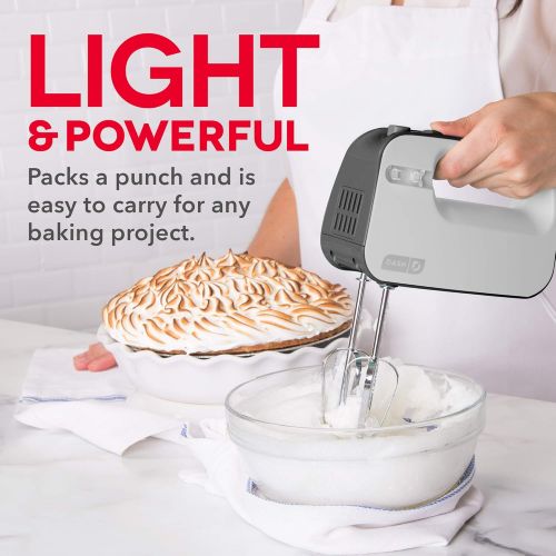  [아마존베스트]Dash Smart Store Compact Hand Mixer Electric for Whipping + Mixing Cookies, Brownies, Cakes, Dough, Batters, Meringues & More, 3 Speed, Grey