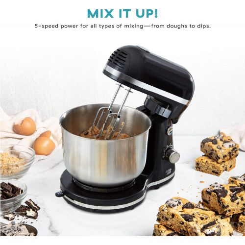  [아마존베스트]DASH Delish by Dash Compact Stand Mixer 3.5 Quart with Beaters & Dough Hooks Included - Black (DCSM350GB)