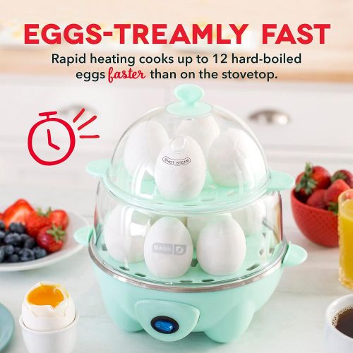  [아마존베스트]Dash Deluxe Rapid Egg Cooker: Electric, 12 Capacity for Hard Boiled, Poached, Scrambled, Omelets, Steamed Vegetables, Seafood, Dumplings & More, with Auto Shut Off Feature, Aqua