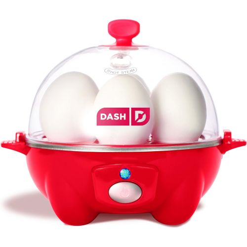  [아마존베스트]Dash DBBM450GBRD08 Deluxe Sous Vide Style Egg Bite Maker with Silicone Molds (1 large, 4 mini), Red & Rapid Egg Cooker: 6 Egg Capacity Electric Egg Cooker - Red