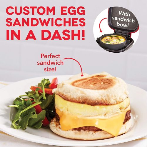  [아마존베스트]Dash DBBM450GBRD08 Deluxe Sous Vide Style Egg Bite Maker with Silicone Molds (1 large, 4 mini), Red & Rapid Egg Cooker: 6 Egg Capacity Electric Egg Cooker - Red