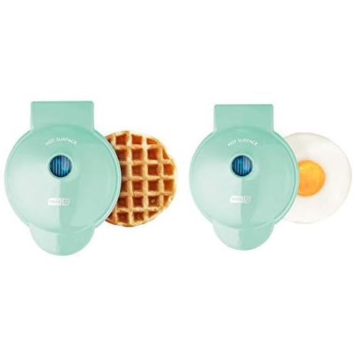  [아마존베스트]Dash DMSW002AQ Mini Maker Grill, Griddle + Waffle Iron, 2 pack, Aqua