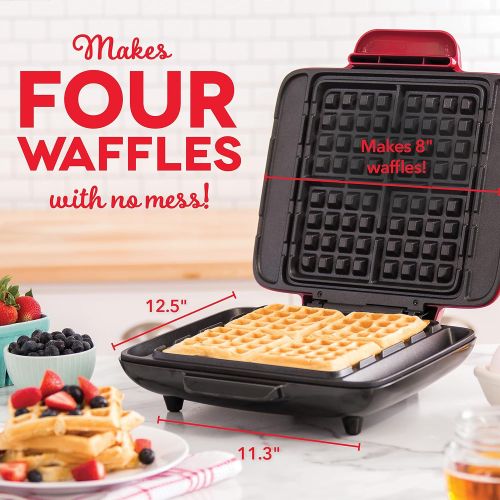  [아마존베스트]Dash DNMWM455RD NO- DRIP waffle maker, 1200 Watt, Red