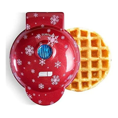  [아마존베스트]Dash Wonderful Mini Waffle Gift Set Red with White Snowflakes and Recipe Book