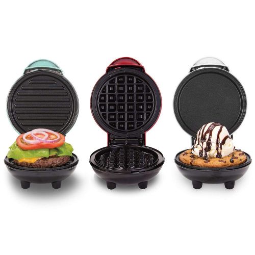  DASH Dash MINI Maker 3-Piece Griddle, Waffle, and Grill 3-piece Set in RedAquaWhite