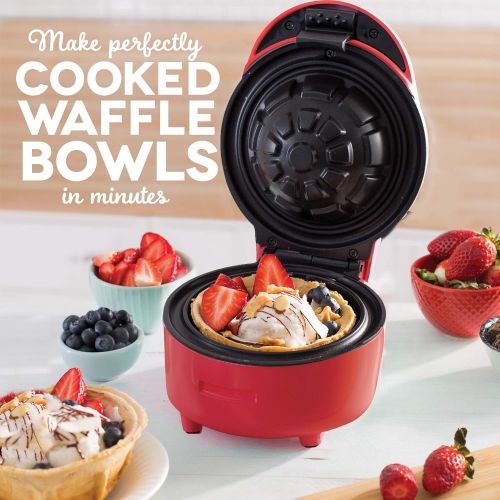  DASH Waffle Bowl Maker: The Waffle Maker Machine for Individual Waffle Bowls, Belgian Waffles, Taco Bowls, Chicken & Waffles, other Sweet or Savory Treats - Red