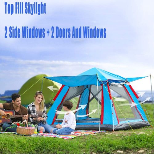  DASHAN 3-5 Person Family Tent Automatic Pop Up Tents for Outdoor Sports Camping Hiking Travel,B