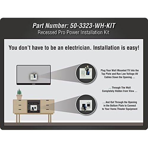  DATA COMM Electronics 50-3323-WH-KIT Hide Wall-Mounted TV Cords With Cable Organizer Power Kit - DIY Low Voltage Cable Concealer - Hide TV Wire With In-Wall Cable Management Kit